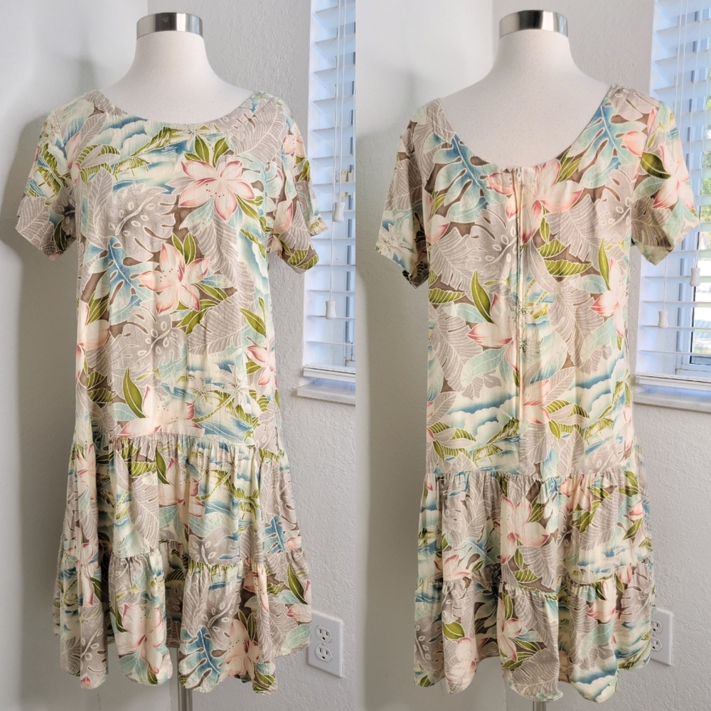 IOLANI Vintage Hawaiian Tiered Printed Dress M.